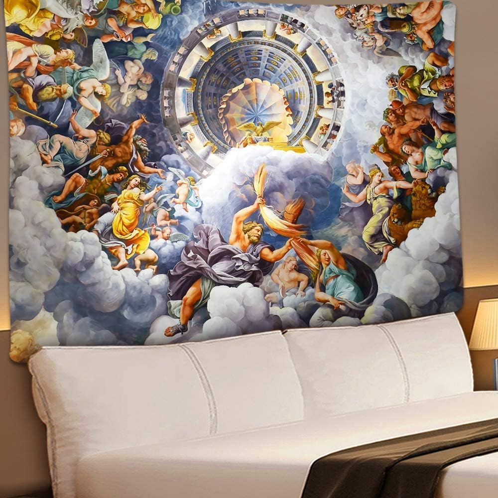 UHOMETAP Greek Mythology Tapestry Artwork Wall Hanging Ceiling Fine Versailles Greek Mythology Tapestries Mattress Tablecloth Curtain Home Decor 80x60 Inches GTWYUH263