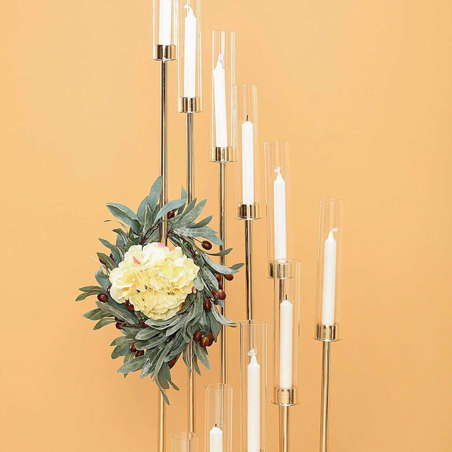 57-Inch Tall Gold Candelabra Candle Holder Centerpiece Glass - Wedding Reception Party Dining Table Home Decorations