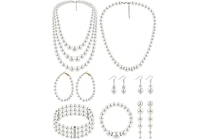 8 Pcs Pearl Necklace and Earrings Set for Women