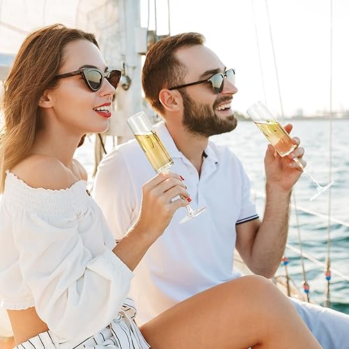 Miniatura 4 de AW BRIDAL Mr and Mrs - Juego de 2 copas de champán, regalos de compromiso para despedidas de soltera para parejas, recién casados, copas de brindis