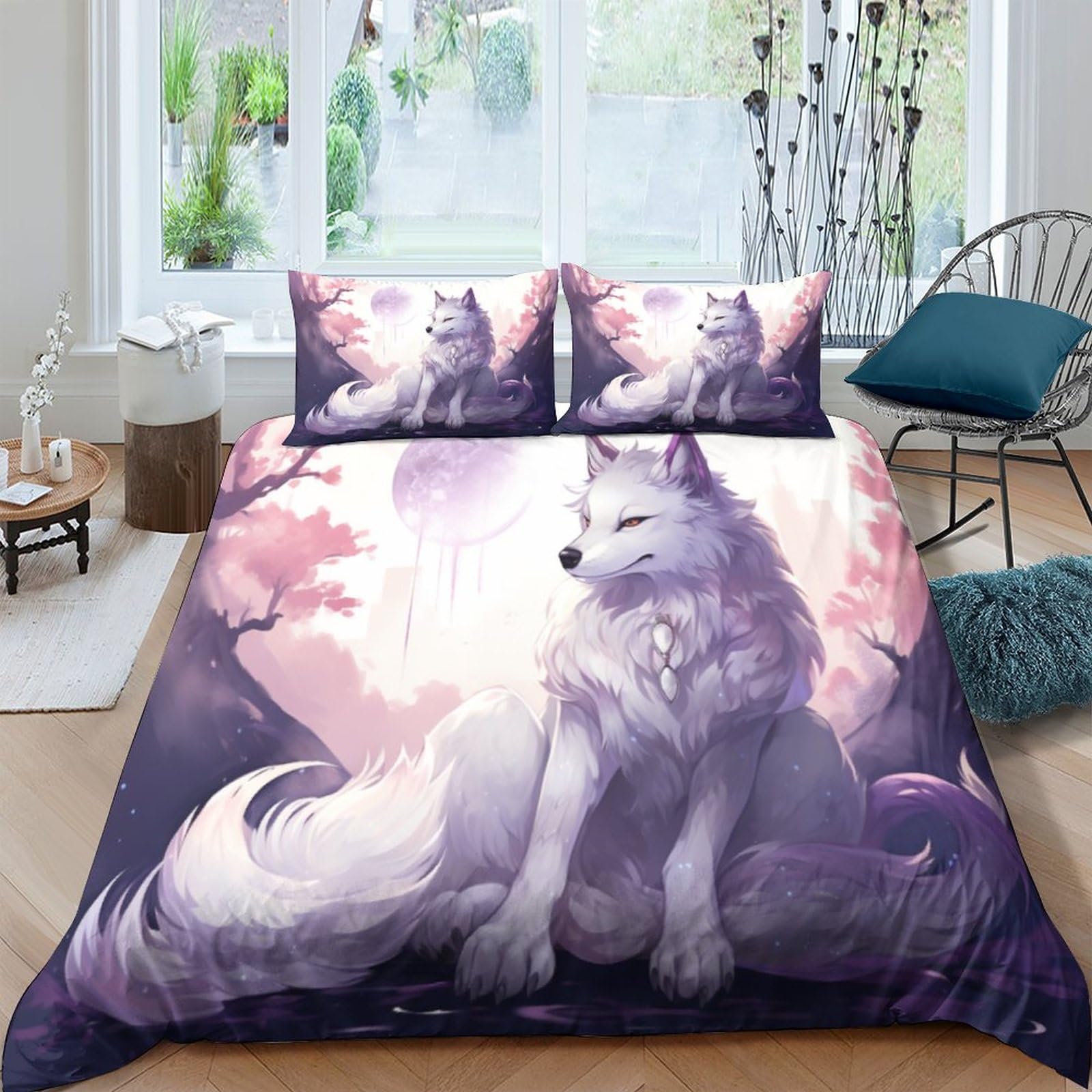 Parure de lit renard anti-plis en microfibre douce housse de couette 220x240cm durable
