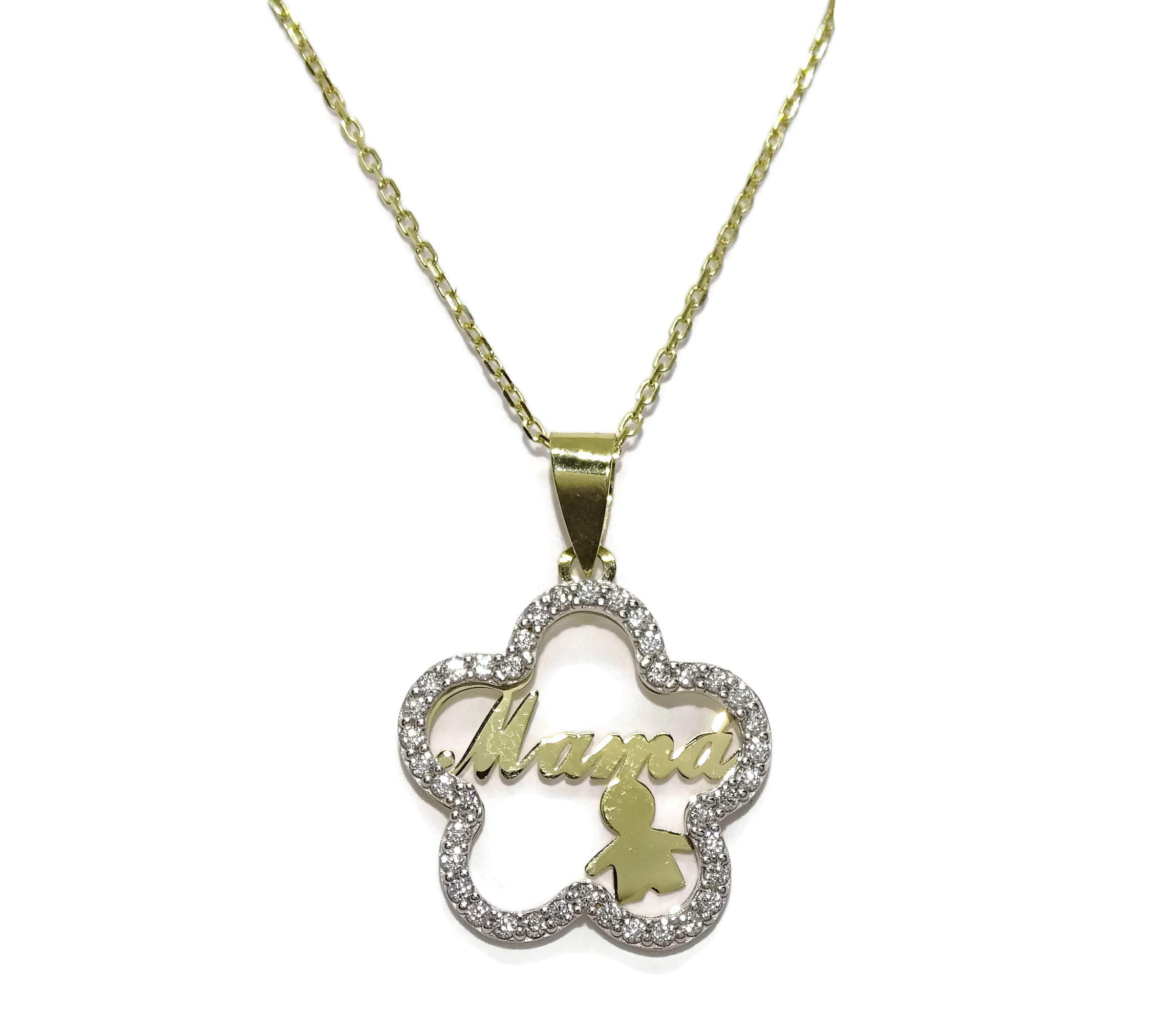 Never Say Never Collana per mamma in oro giallo con catena forzatina da