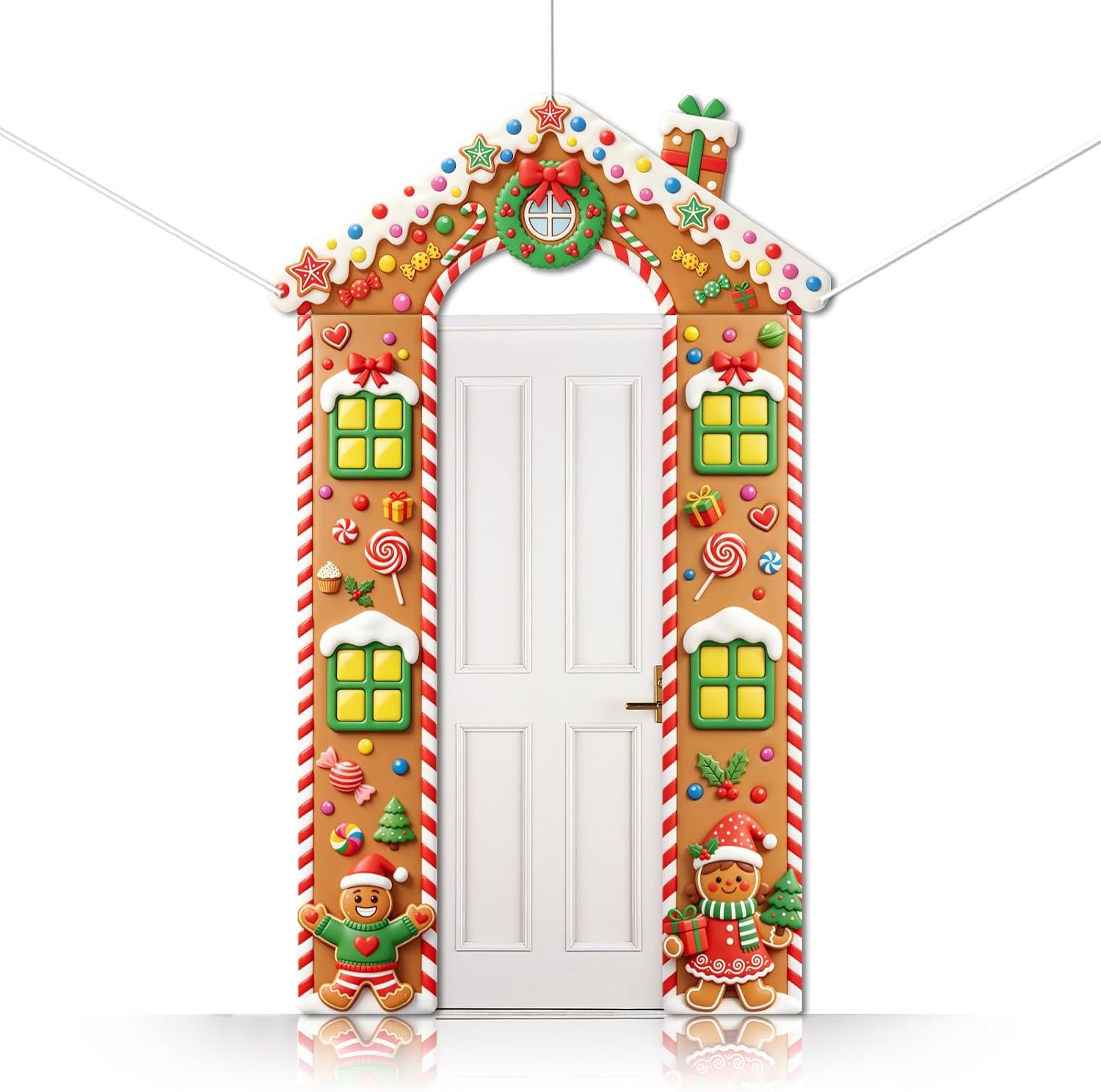 CUTHOLLOW 3Pcs Gingerbread House Themed Decorations Porch Sign Banner