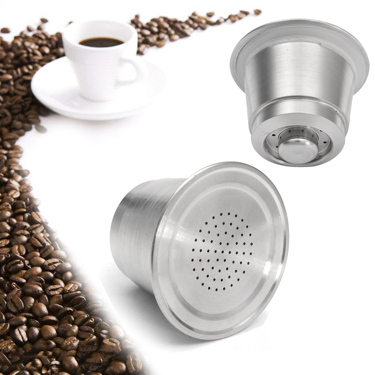 Cápsula de café recargable de acero inoxidable reutilizable para máquina Nespresso