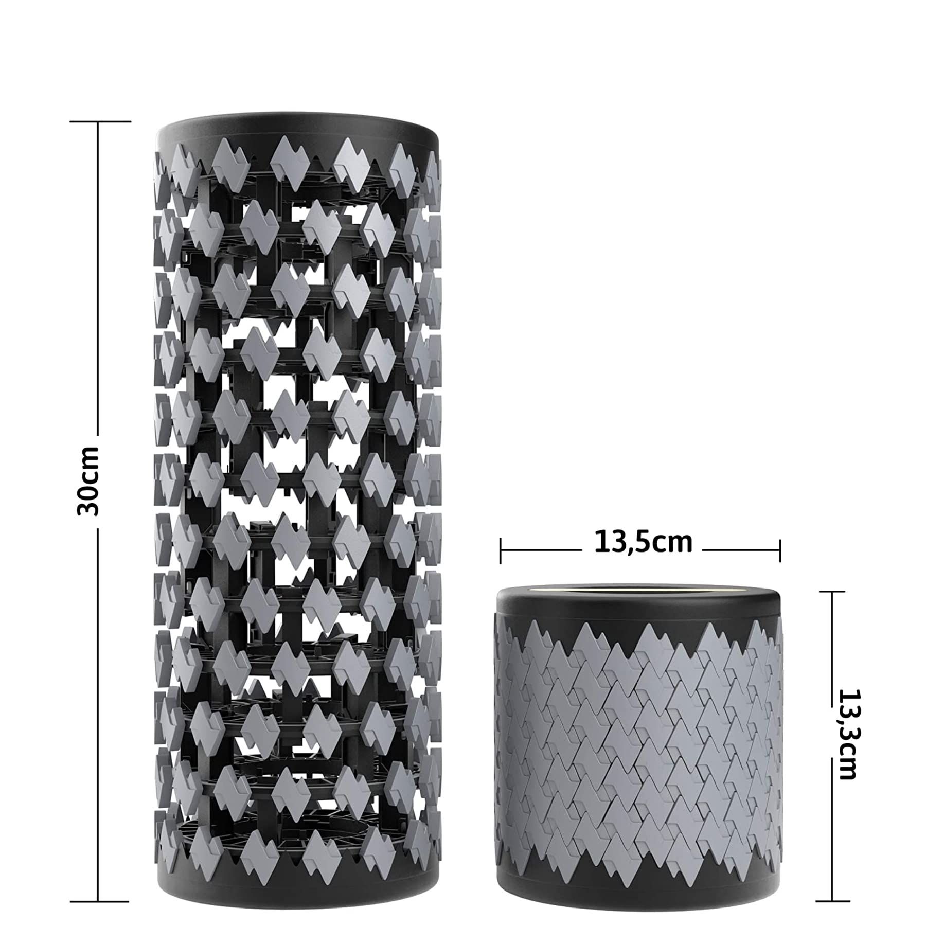 Foam Roller Allungabile - Rullo Massaggio Muscolare Portabile da 30cm a 13cm | Testine 3D Rilascio Miofasciale, Trigger Point, Recupero Dolore Muscolatura, Mobilità e Rigidità | Ebook Gratis