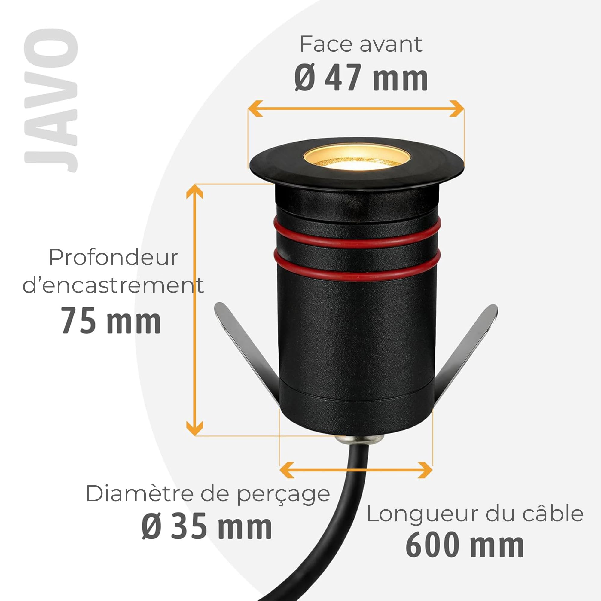 SSC-LUXon JAVO spot encastrable LED extérieur IP67 230 V noir Ø 47 mm