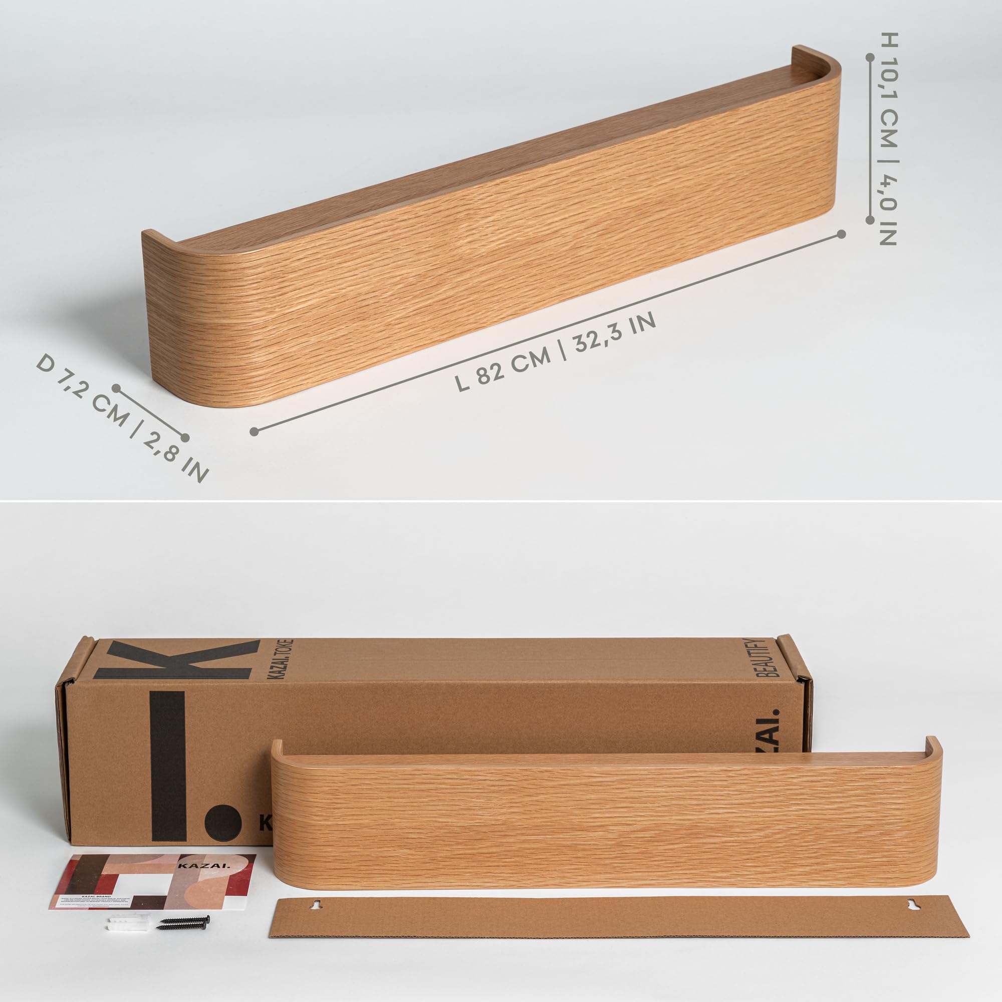 Kazai Toke Wandgarderobe Moderne Design-Garderobe mit verdeckten Wandhaken Garderobenpaneel aus Massivem Echtholz-Furnier Eiche