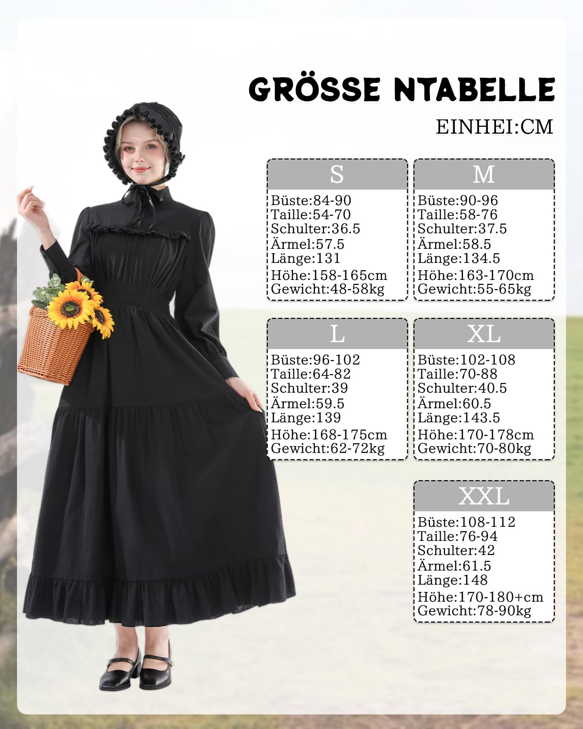 Fiamll Viktorianisches Kleid Renaissance Maxikleid Ballkleid Langarm Mittelalter Kleidung Damen Vintage Edwardianisches Kleid Abendkleid Elegant Freizeitkleider