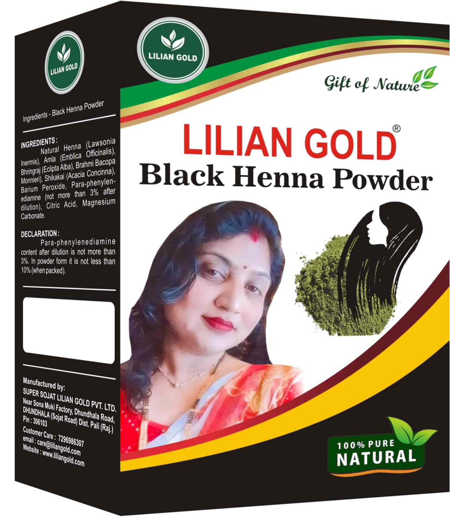 Lilian Gold 100% Pure Natural Black Henna Powder for Hair | Nourishing Organic Dark Brown/Black Hair Colour | Pre Mix Henna - Indigo Powder without Ammonia | 200 Grams-image-9
