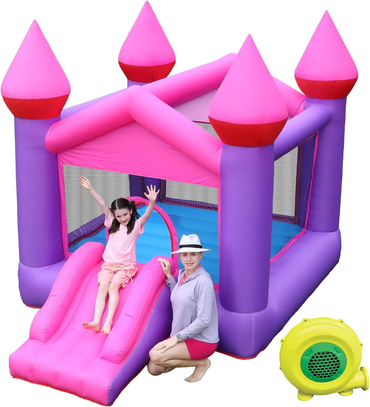 Doctor Dolphin Bounce House, Inflatable Pink Bounce House for Kids 3-6, Bounce House with Slide for Big Kids, Inflatable Bouncy House Bouncy Castle with Blower