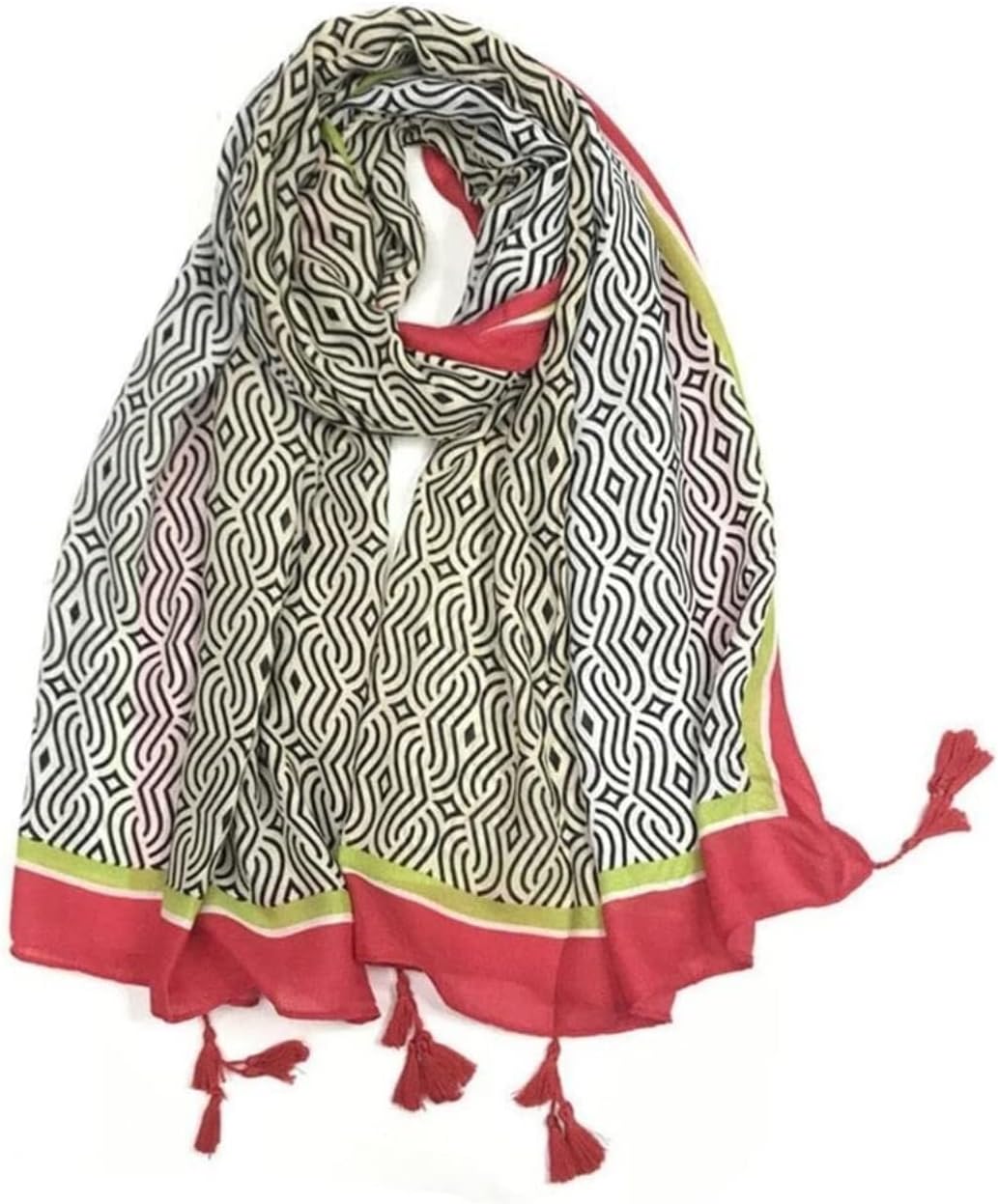 スカーフ マフラー ショール スカーフ ショール ソフト ライトウェイト コットン リネン ウェーブ グリッド プリント スカーフ