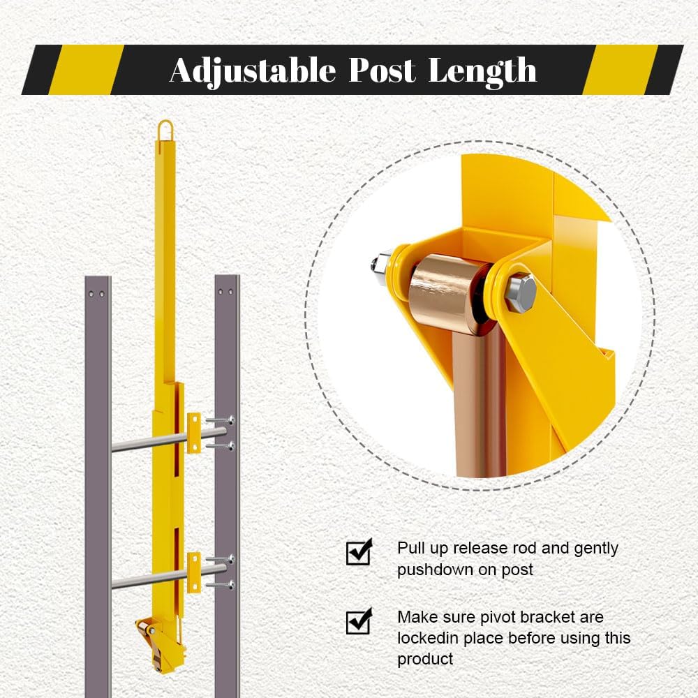 Yeeoy Steel Ladder Safety Post with Pull-Loop Handle, Lengthen Hatch Ladder Hand Assist, Yellow Powder Coated Safety Rails for Roof Top Hatch Ladder