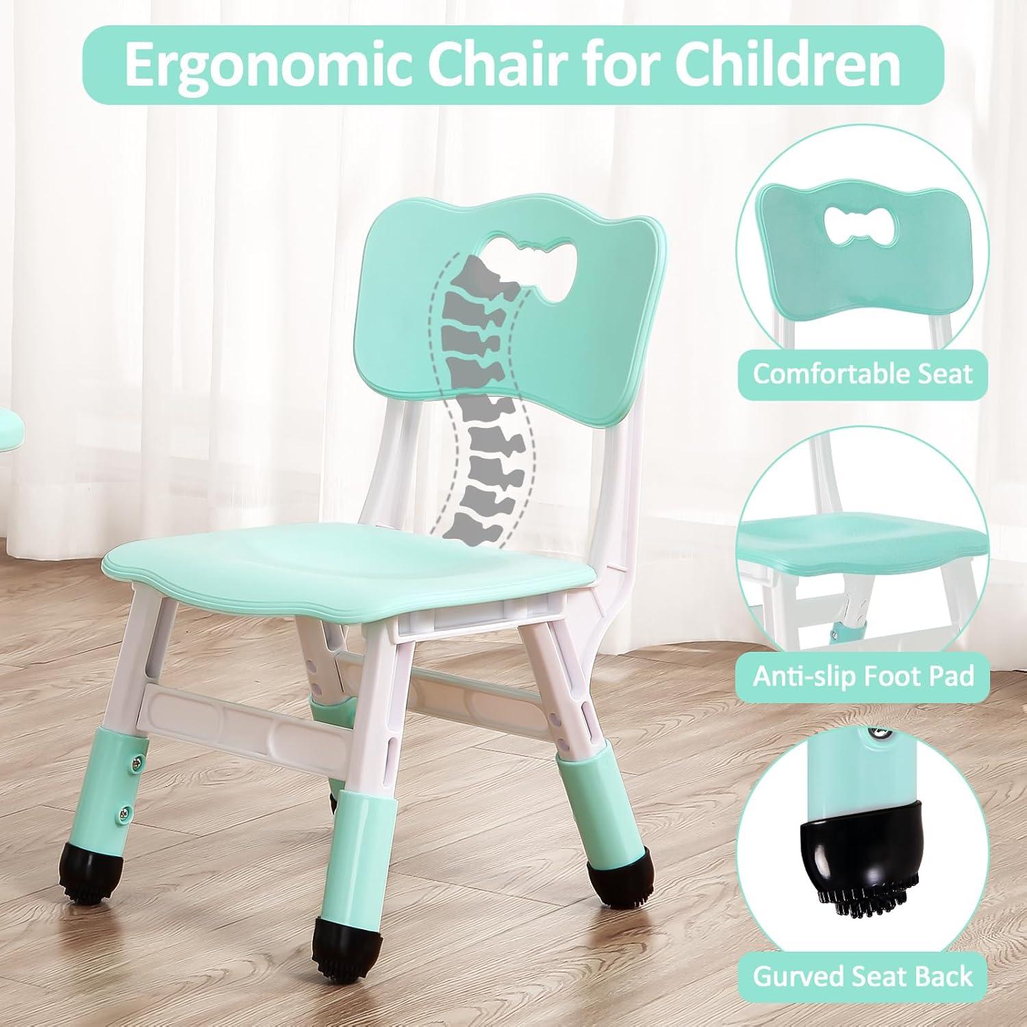 GarveeHome Kids Table and Chairs Set, Height Adjustable Desk for Ages 2-10,Arts & Crafts Table,Graffiti Desktop, Non-Slip Legs, Max 300lbs, Children Multi-Activity Table for Classrooms,Daycares,Home