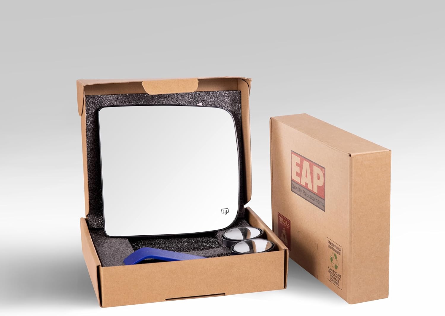 EAP Driver Mirror Glass Compatible With Dodge RAM 1500 2019-2024, RAM 2500 3500 4500 5500 2019-2022, Heated, 68401393AA 68368553AA 68368552AA