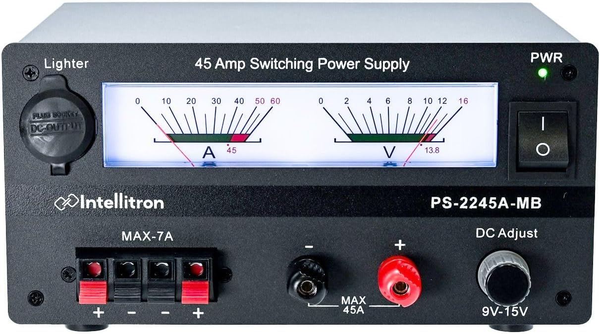 Icom IC-7300 100W HF/50MHz SDR Amateur Radio Transceiver Bundle (2 Items) with Intellitron PS-2245A-MB 45A Variable Voltage (9-15VDC) Switching Power Supply with Meters!!