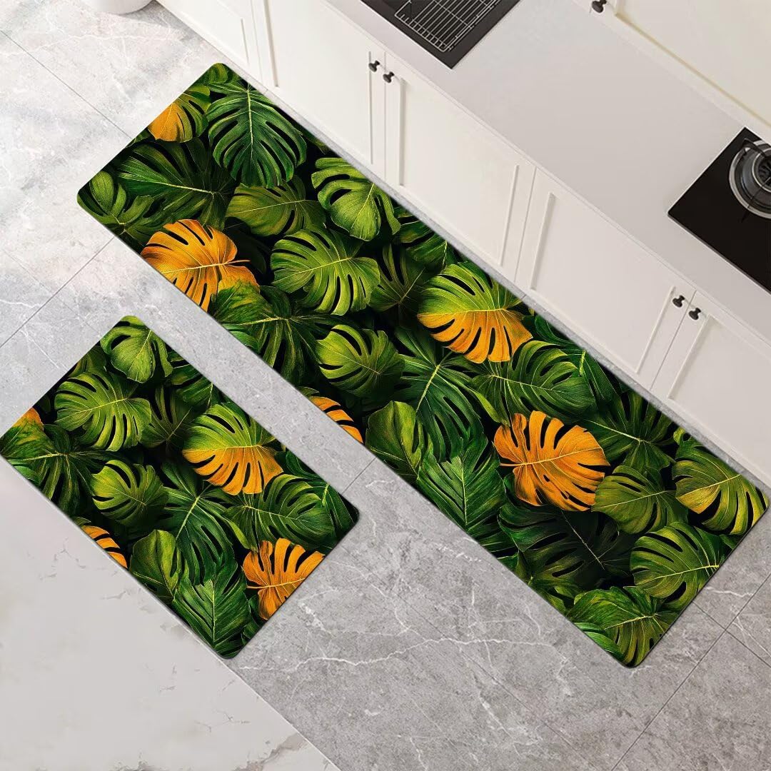 Tapis de cuisine absorbant tropical lot de 2 tapis antidérapants lavables 30x50 30x90cm 1-621