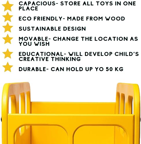 Miniatura 6 de EWART WOODS Caja de juguetes de madera para niños Almacenamiento de juguetes Papelera de libros Estantería de habitación de bebé Muebles Organizador