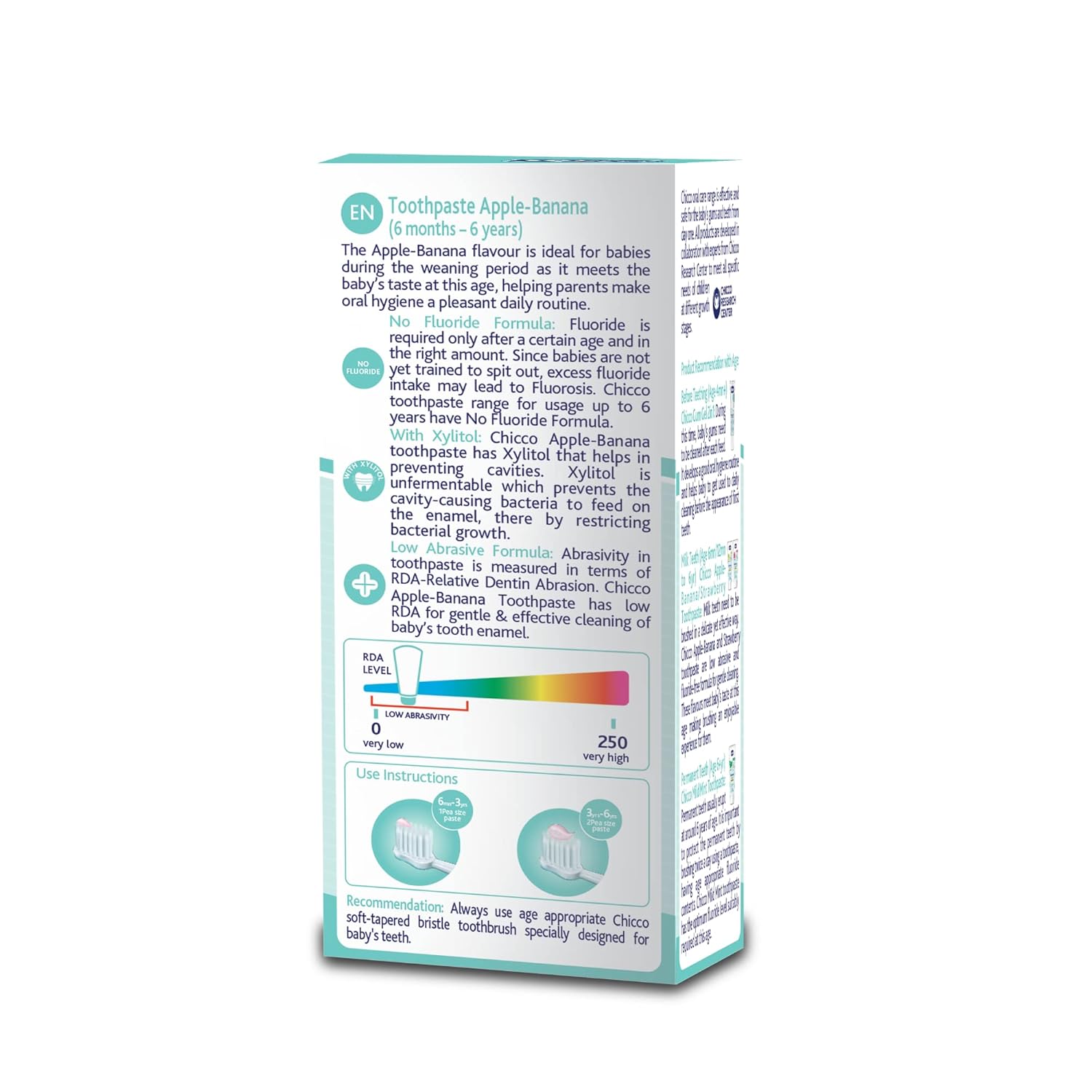 Chicco Toothpaste for Kids (6m-6y), Apple-Banana Flavour, 50g | Fluoride-Free | Removes Plaque, Helps Prevent Cavities 7 71ESbK96mRL. SL1500