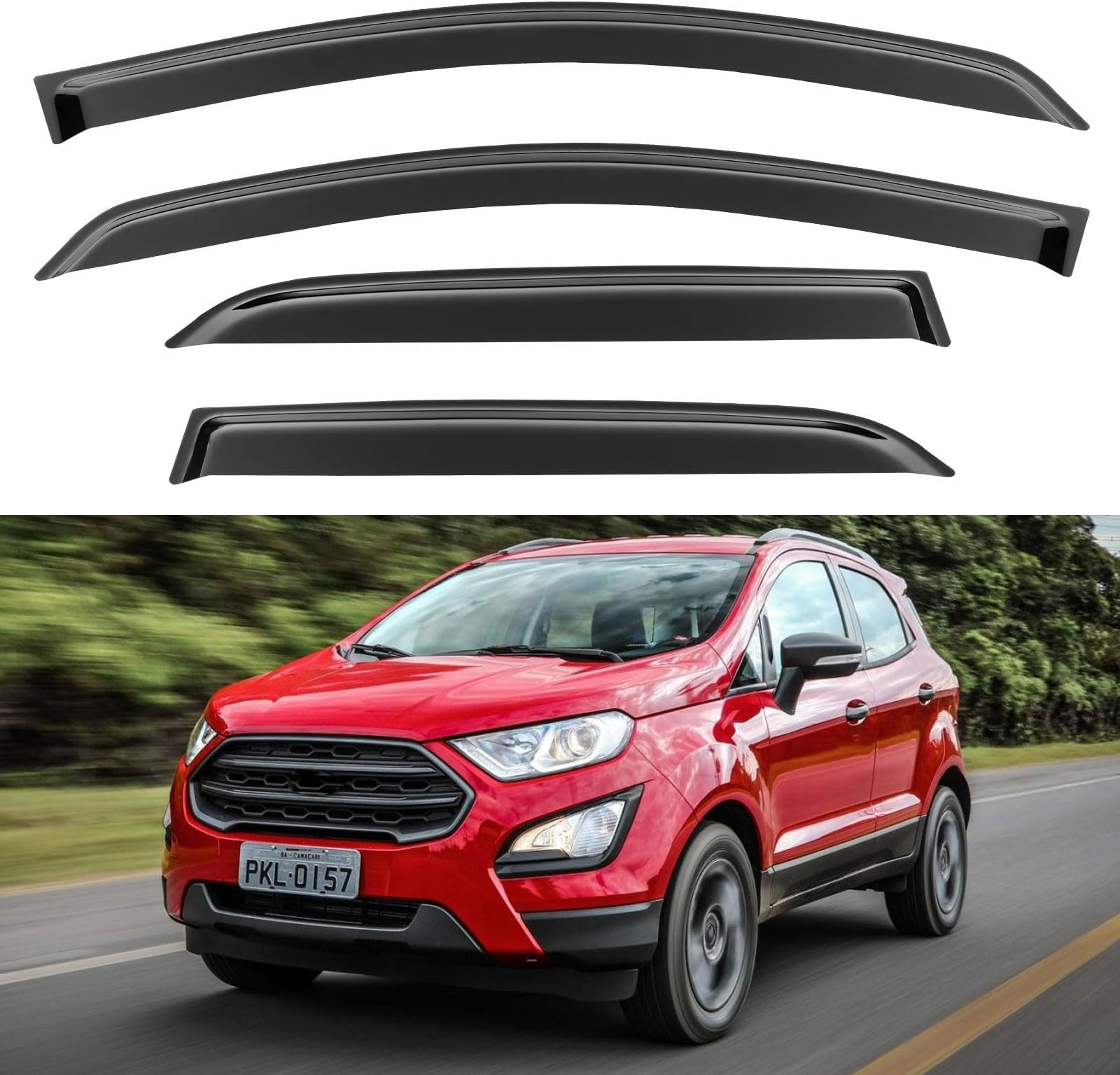 YQAUTEC Window Visors Rain Guards Shield for Ford EcoSport 2018 2019 2020 2021 2022, Window Wind Deflectors Vent Shades for 18-22 EcoSport