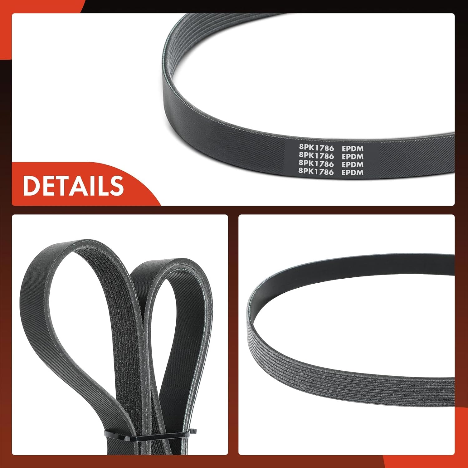 A-Premium Serpentine Belt 70.23 In For Ford, BMW, Freightliner, Kenworth, Peterbilt & Sterling Truck Cars - Mustang, 528i, X3, FL50, BE School Bus, 4400LP, T600A, 320, Acterra