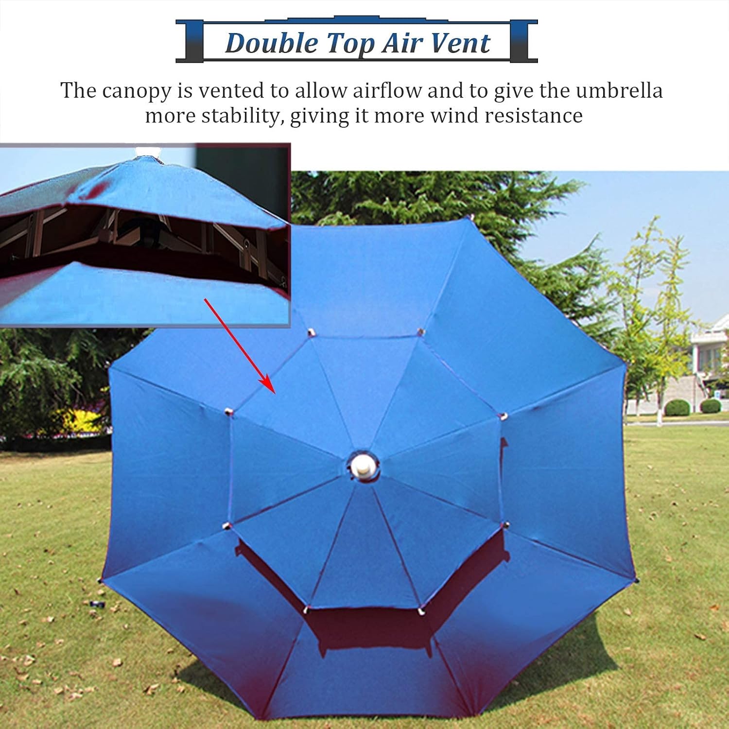 Outdoor Parasol with Push-Button Tilt and 8 Ribs, Waterproof Heavy Duty Patio Umbrella for Table Chair, 2.4m/7.9ft good