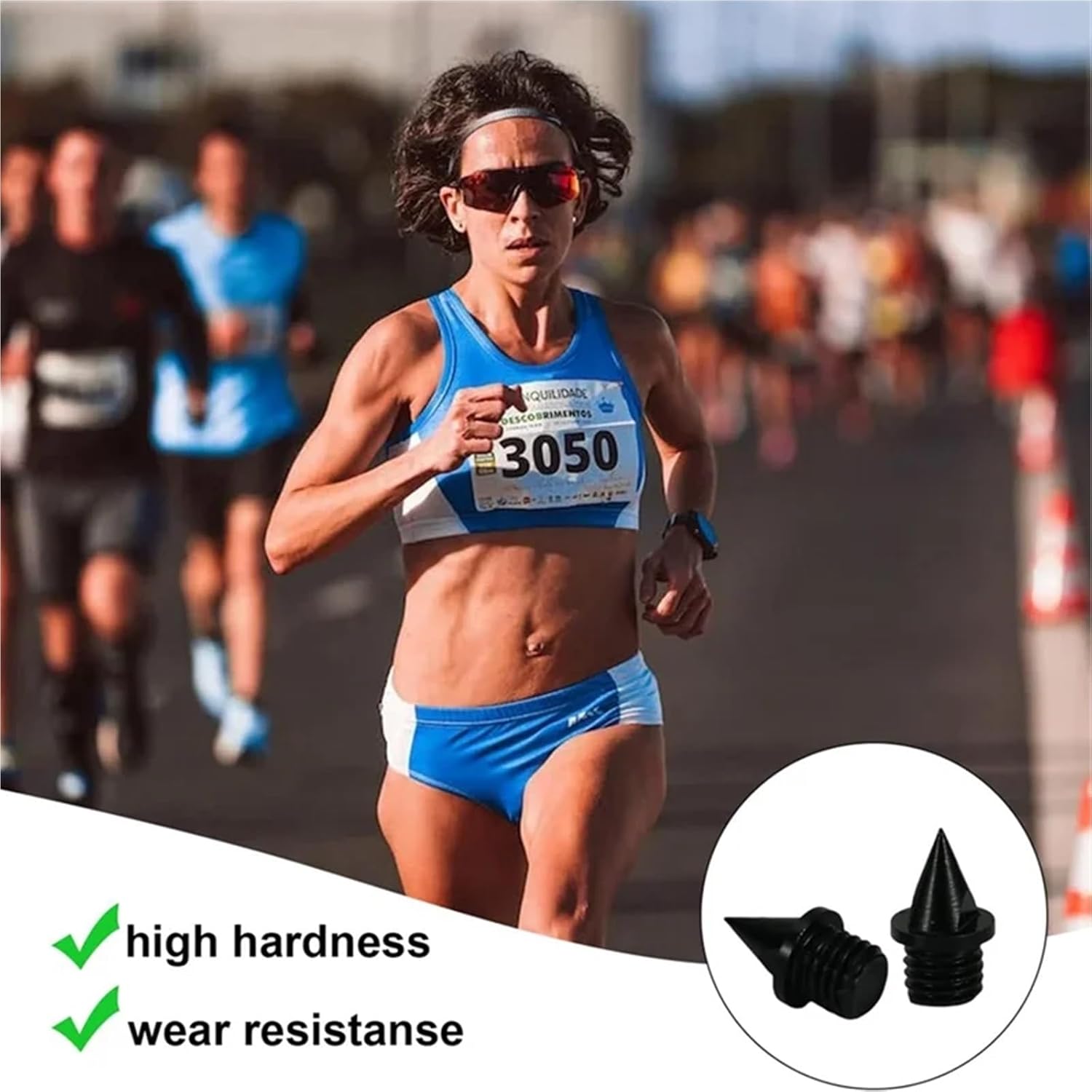 200/400PCS 1/4Inch Carbon Steel Track Spikes Replacement with Wrench Tool Shoe Running for Sports Shoes