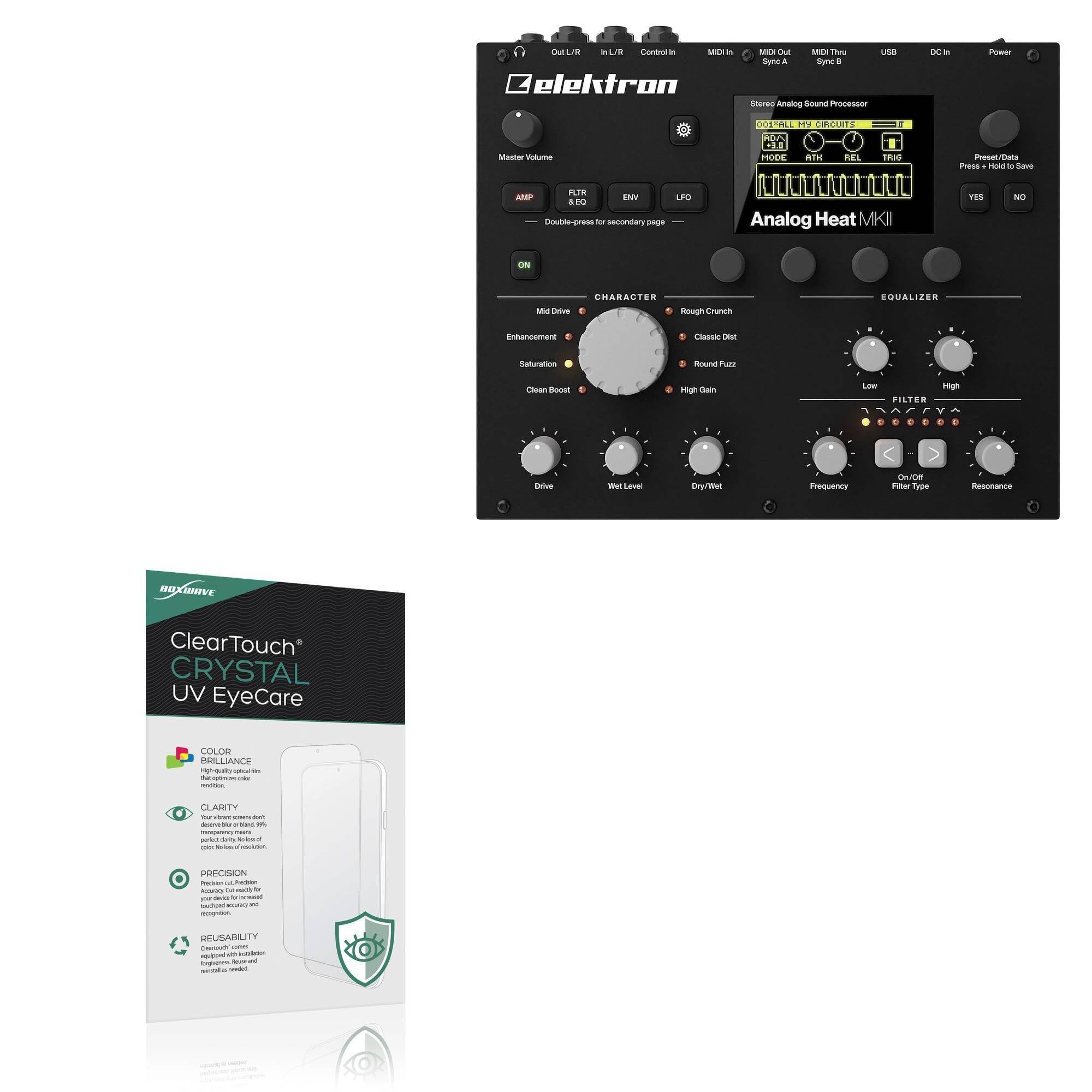 BoxWave Screen Protector Compatible With Elektron Analog Heat MKII - ClearTouch Crystal Anti-UV EyeCare (2-Pack), Filters out Harmful Blue Light Reduce Fatigue