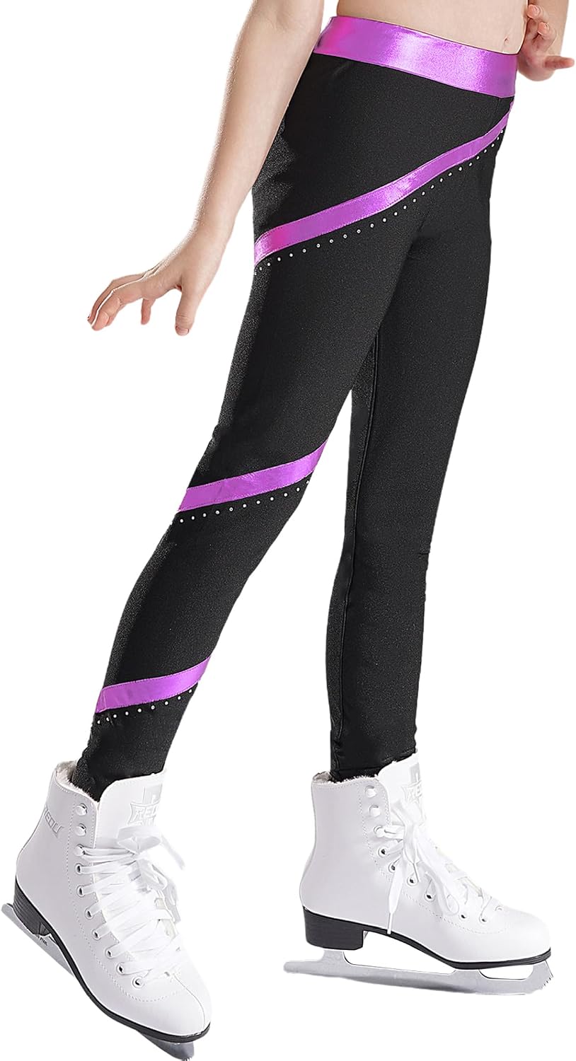 Kids Girls Sequin Dance Crop Top Shirt and Yoga Leggings Set Metallic Sparkle Spandex Active Tracksuit