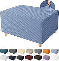 Vista 17 de YEMYHOM - Funda para otomano, diseño Jacquard más reciente, alta elasticidad, plegable, protector para reposapiés, funda extraíble rectangular Café