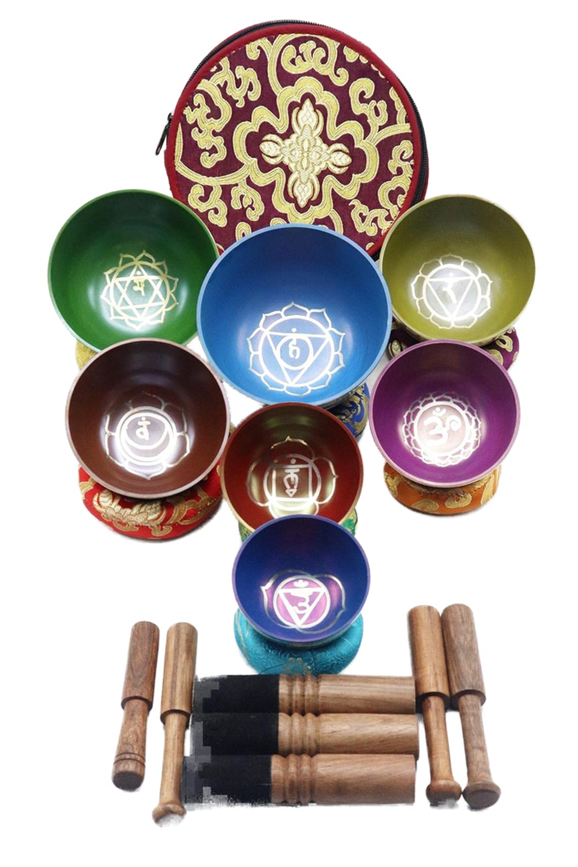 Chakra Healing Tibetan Color Singing Bowl 7 Sets of Meditation Bowls From Nepal