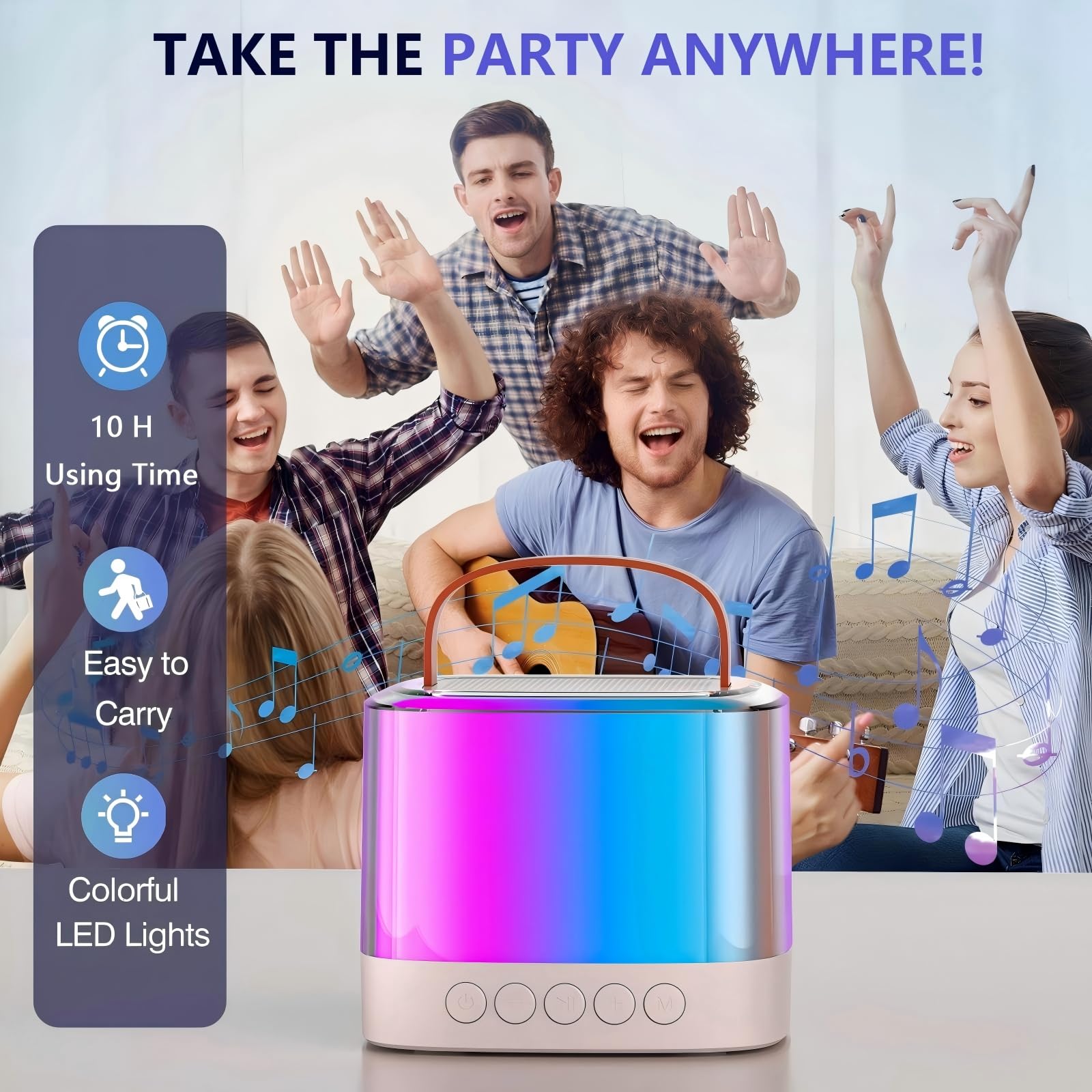 Mini macchina per karaoke con 2 microfoni wireless per bambini adolescenti adulti altoparlante Bluetooth portatile Funtion regalo di compleanno per ragazze ragazzi età 4-12 per lettore