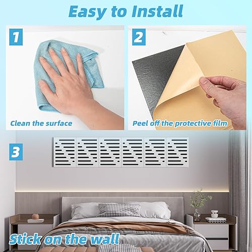 Miniatura 7 de Art3d Paquete de 6 paneles acústicos autoadhesivos insonorizados para pared, diseño de rayas de 16 x 12 pulgadas, bloque de ruido con poliéster y