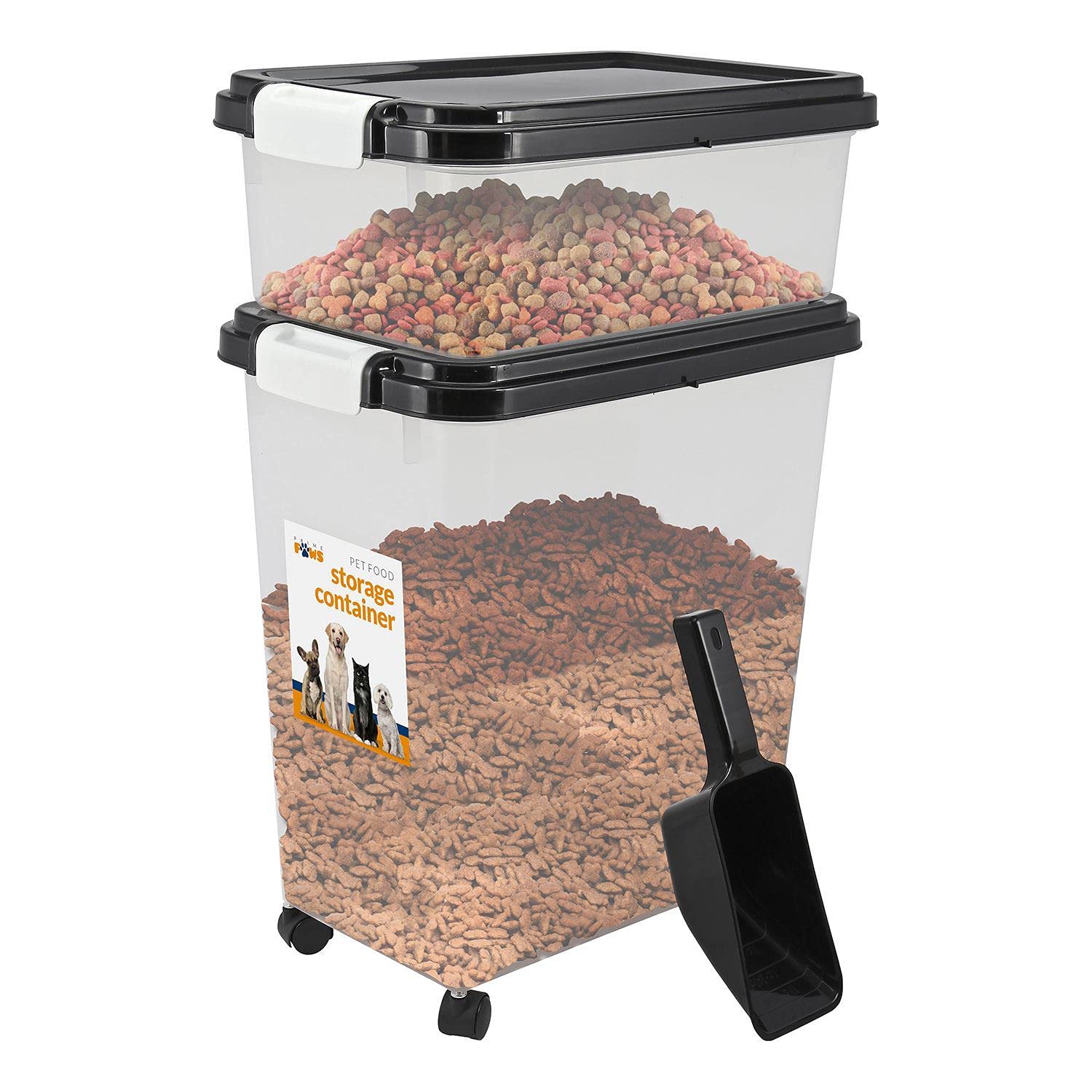 Greenfields 2-Piece Airtight Pet Food Storage Container Set with Measuring Scoop – 13L & 37.5L BPA-Free Bins with Casters | Dry Food Dispenser for Dogs, Cats & Small Animals