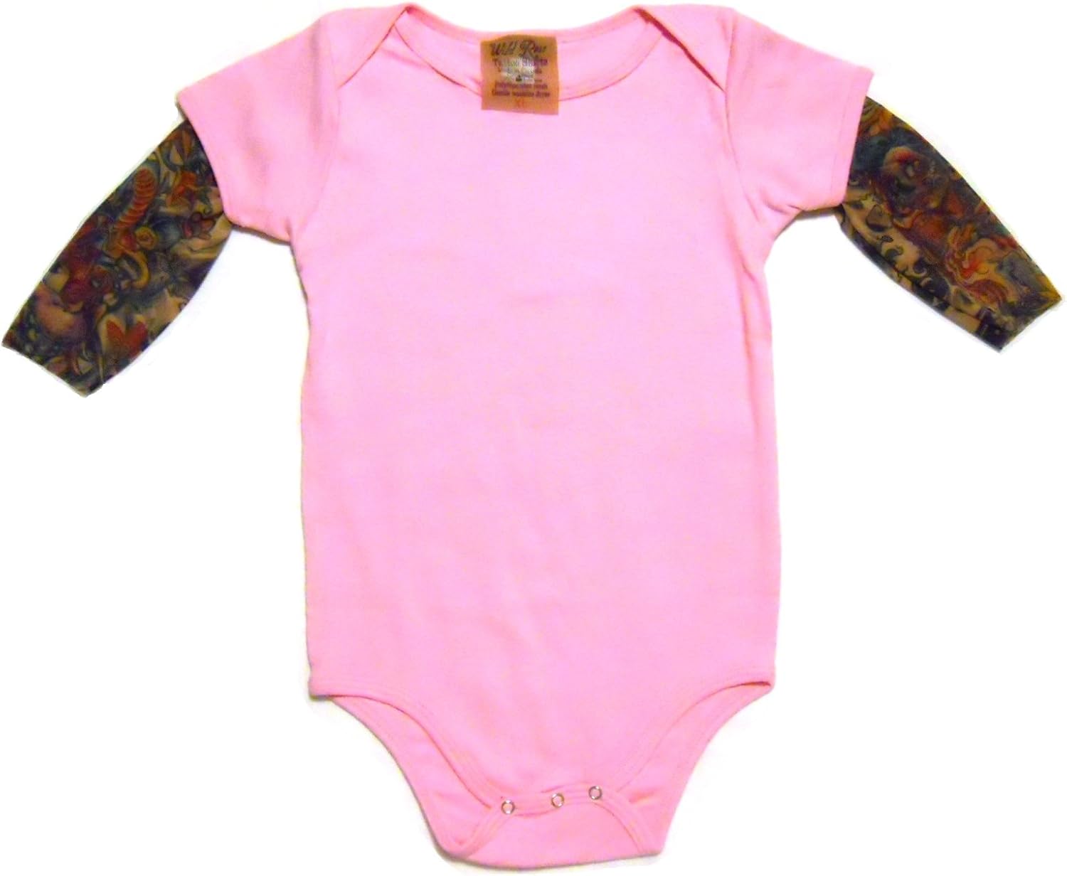 Wild Rose Baby Girls' Tattoo Sleeve Shirt, Butterfly, Pink