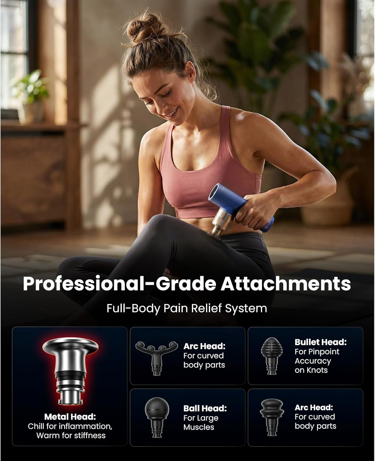 BOB AND BRAD A7 Deep Tissue Massage Gun FSA-HSA Eligible, 11mm Amplitude Percussion Massager for Back & Neck Pain Relief, Portable Muscle Recovery Gun with Metal Head, Quiet, Gift for Athletes