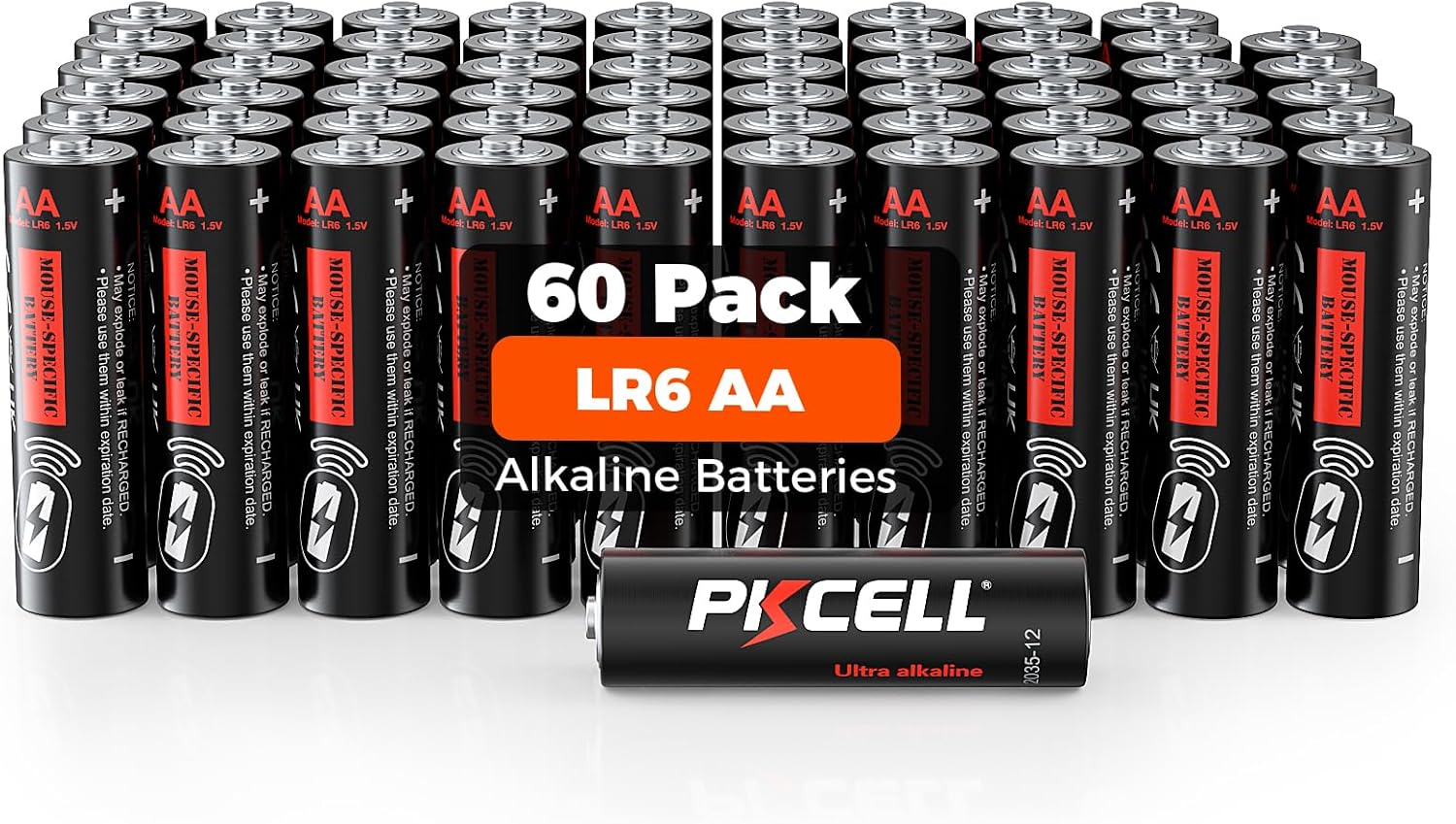 AA Alkaline Batteries 60 Pack, 1.5V Long Lasting Double A Batteries | Ultra Long Lasting 10-Year Shelf Life Double AA Battery for Wireless Mouse
