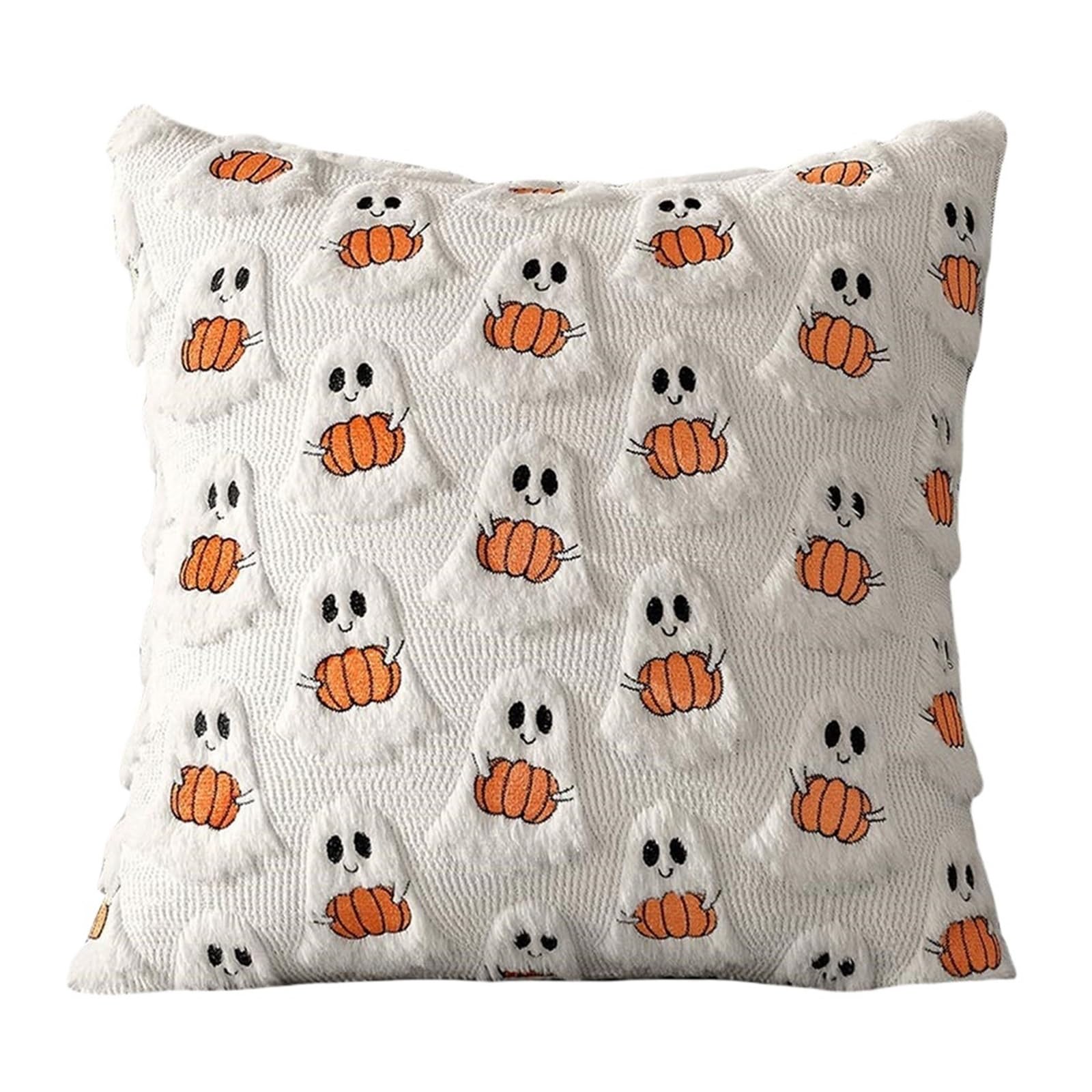 OIJSAZBCPLE Halloween Soft Pillow Case Washable Ghost&Pumpkin Pillow Cover