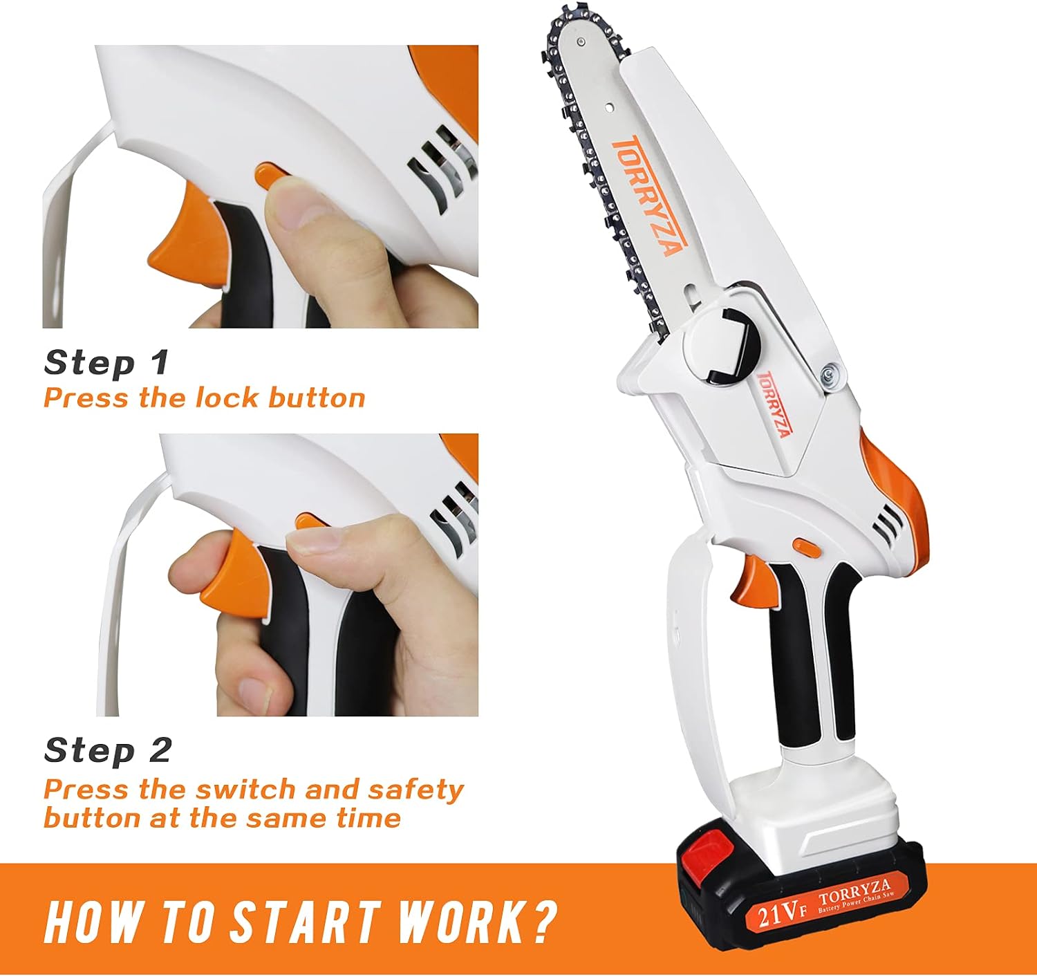 Mini Cordless Electric Chainsaw Kit-OneHand Handheld Portable Powered Chain Saw,6" Compact Small Pruning Shears Tool-21V 2.7Lb Rechargeable Battery Cutter for Garden Tree Trimming Branch Wood Cutting