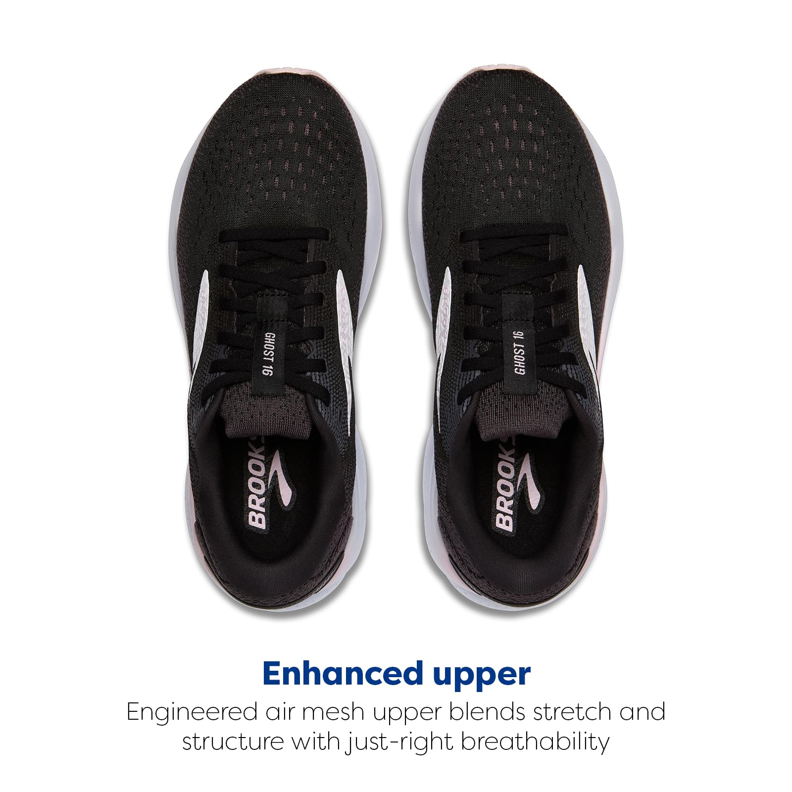 Brooks Women’s Ghost 16 Neutral Running Shoe: 7.5 Black/White/Orchid Ice