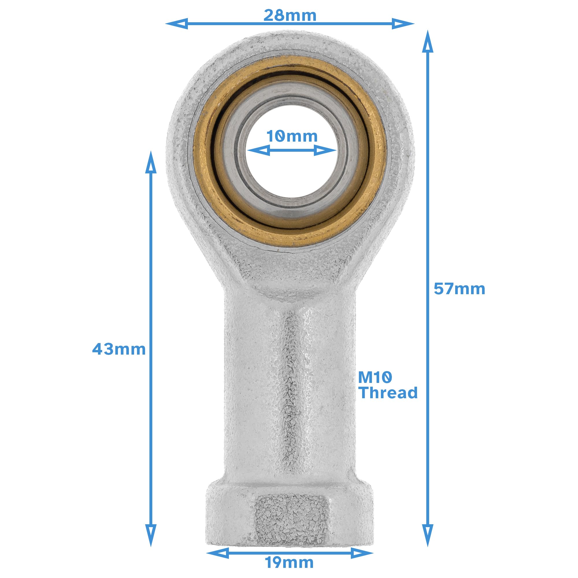 HALLMERS 10mm Bore M10 Female Left Hand Thread Rod End Bearing Metric Rose Joint - Heim Spherical Swivel Threaded Shaft Eye Hardware Steering Control Linkage