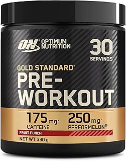 Optimum Nutrition Gold Standard Pre-Entreno en Polvo, Bebida Energética Sabor Ponche de Frutas, 330g, 30 Servicios