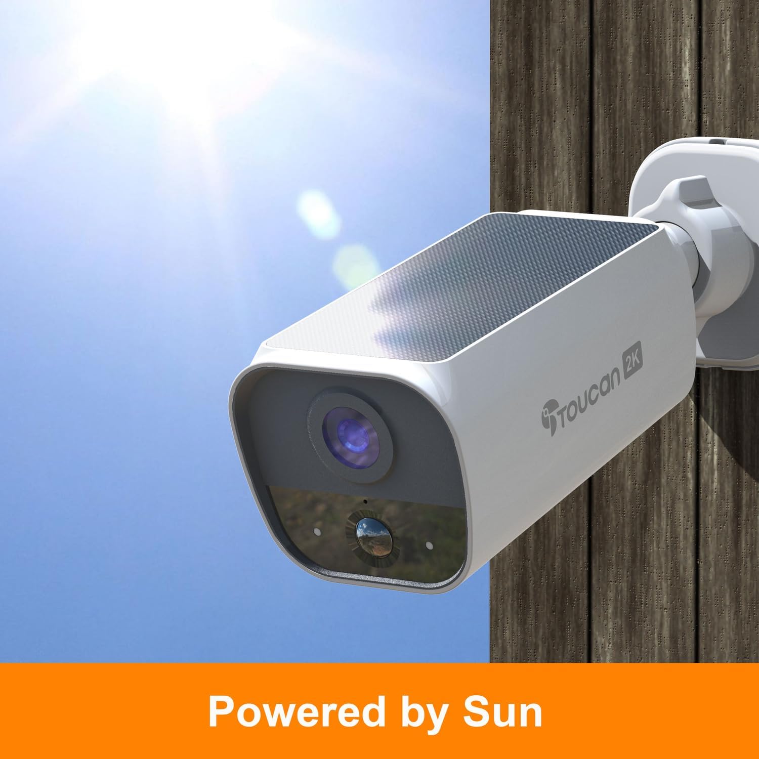Toucan S5 Solar-Powered Outdoor Wireless 2K Quad HD Security Camera - No Monthly Fee Required, 2.4GHz Wi-Fi, Motion Detection, App Alerts, Night Vision, Two-Way Talk, IP56 Weather Rating
