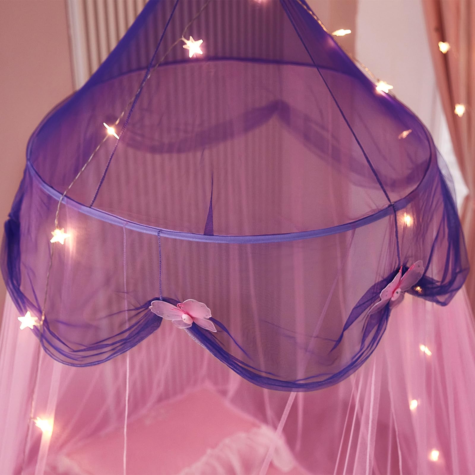 ZIQINPSQ Princess Bed Canopy for Girls (No Lamp), Purple&pink Style, W 22.8" x L 89.8" (1 Panels) - Image 2