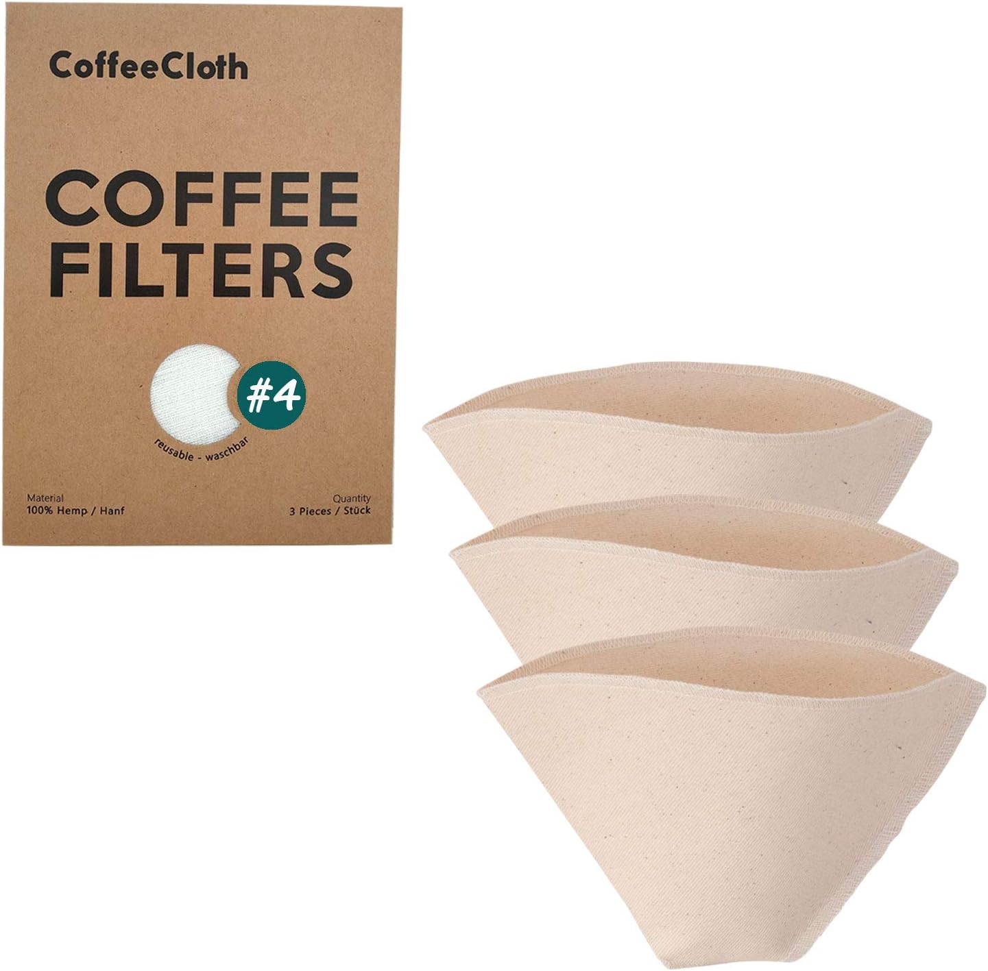 Earthtopia 3 Pack Reusable Cloth Coffee Filters 100 Organic Cotton