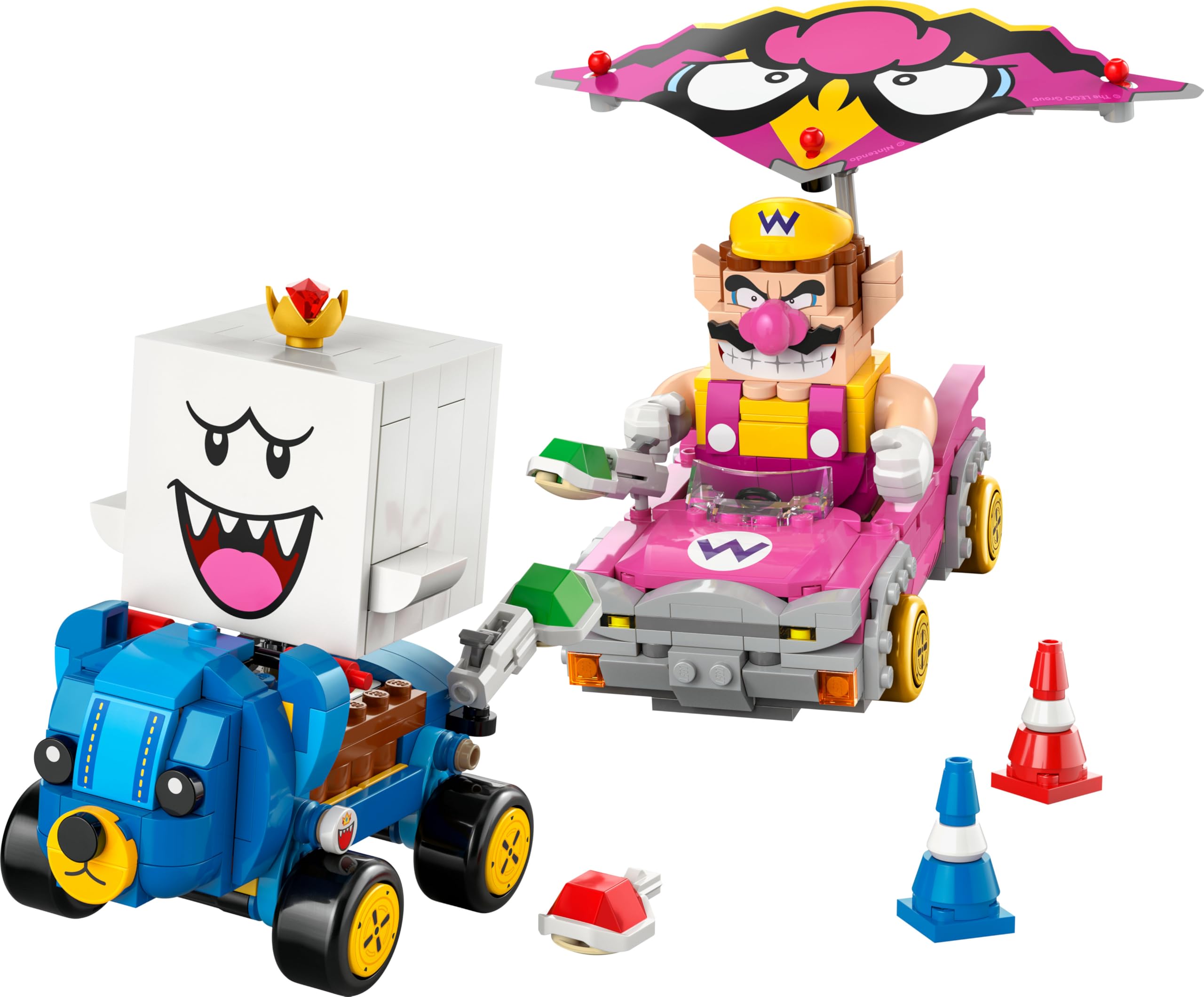 LEGO Super Mario: Mario Kart - Wario & König Buu Huu - Interaktives Spielzeug mit 2 Autos und 2 Figuren zum Spielen und Ausstellen - Gaming Geschenk für Jungen und Mädchen ab 8 Jahren - 72038