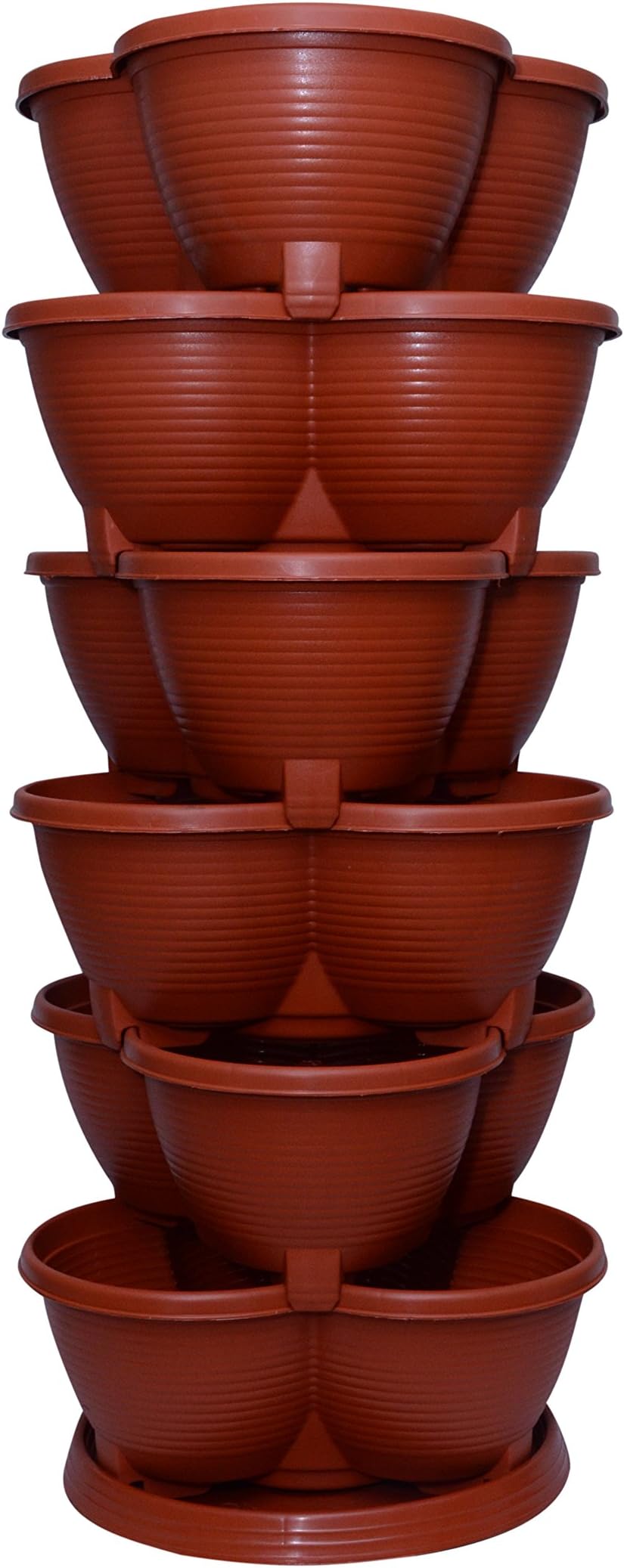 GARDENS NEED Vartica Stack a Planter Set (Teracotta, 6 Pots + 1 Drip Tray)