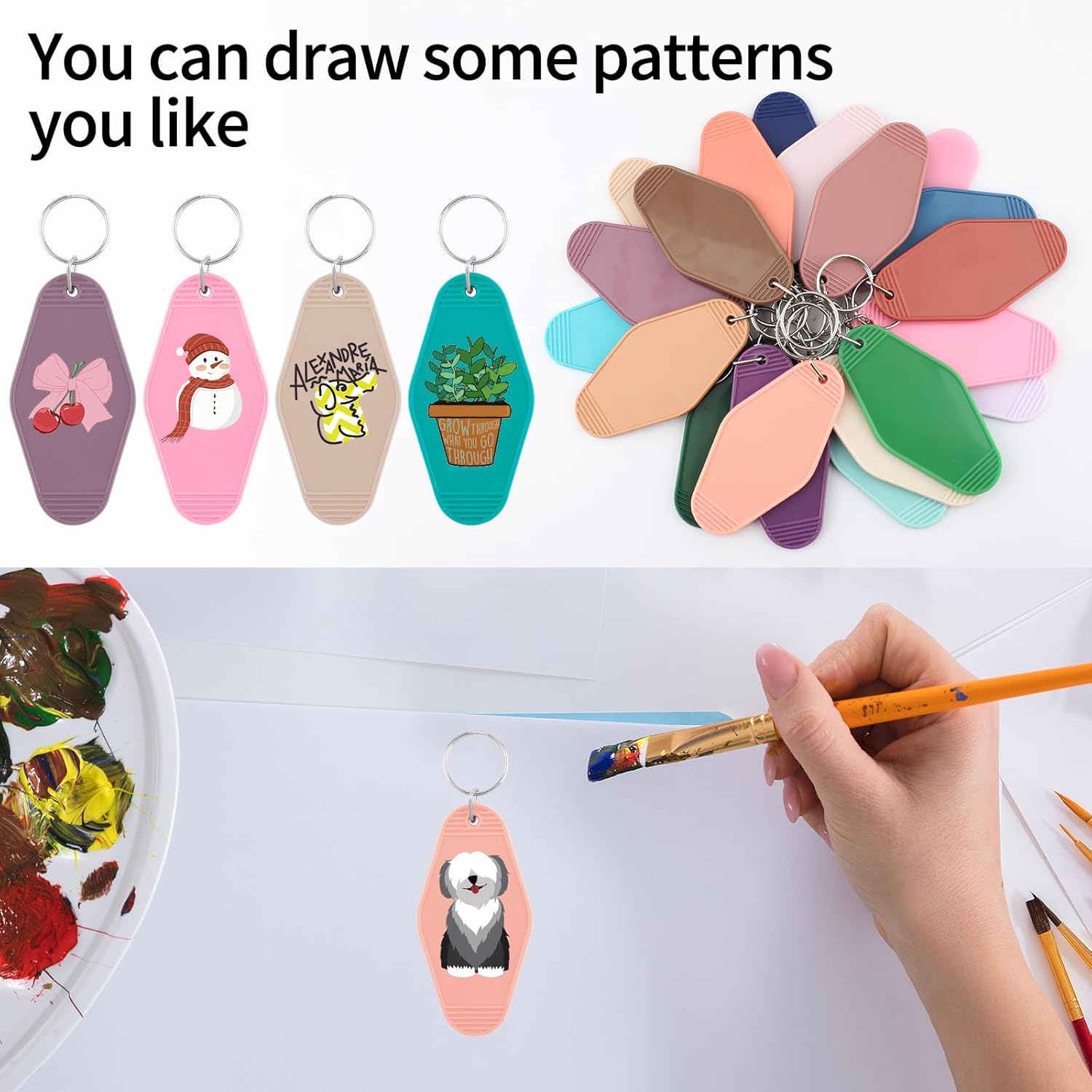 40PCS Hotel Keychain Blank with Key Rings, 20 Colors Morandi Plastic Rhombus Vintage Motel Keychains Blank for DIY Sublimation Luggage Tag Label Craft Gifts Decorations - Image 5