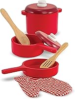 Vista 4 de melissa & doug Deluxe juego de accesorios de cocina de madera, Versión estándar, Verde