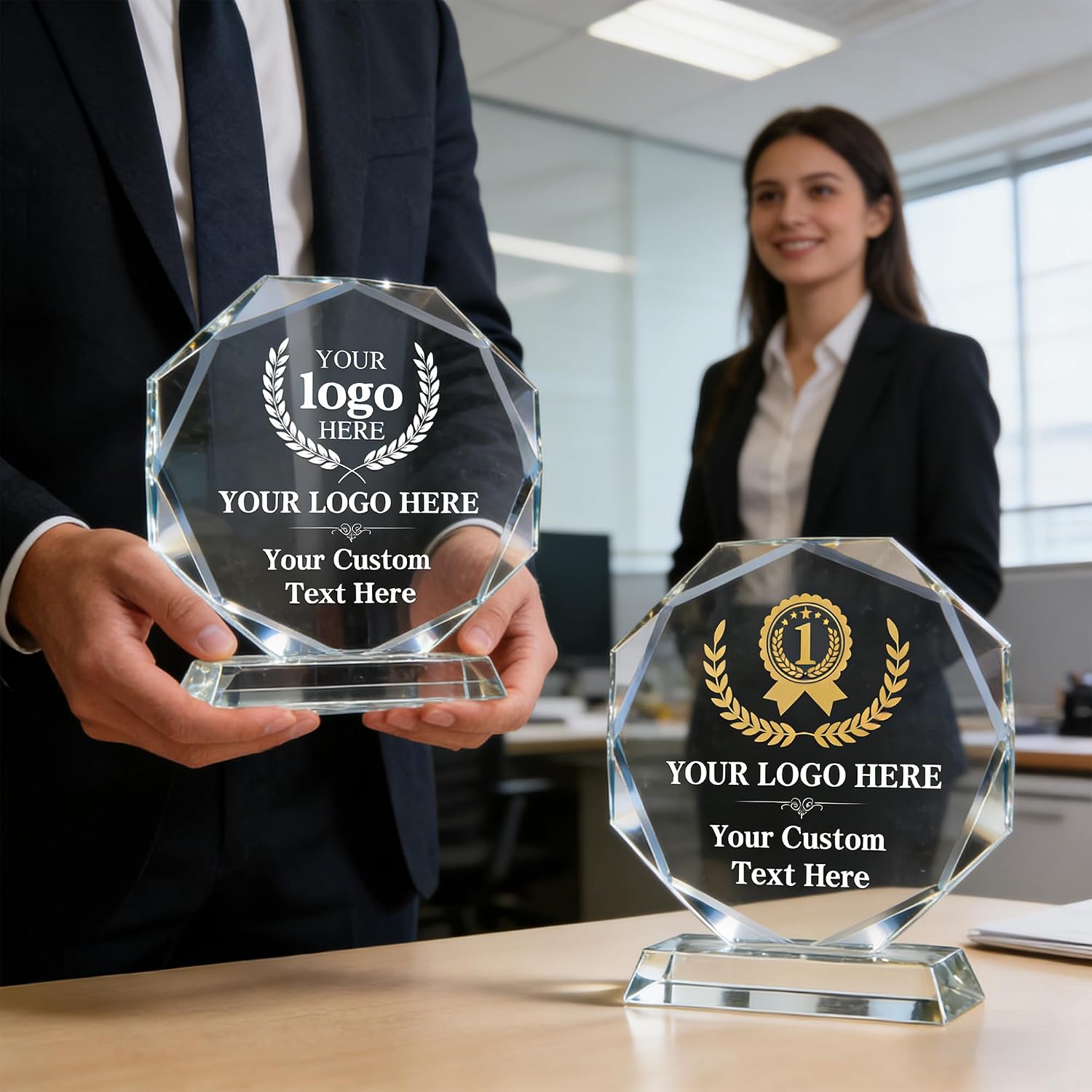 Custom Crystal Trophy Award - 6.3‘’ Personalized Engraved Crystal Award for Corporate Recognition, Sports Championships, Academic Awards & Retirement Gifts - Employee Recognition Awards and Trophy