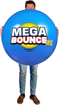 Wicked Mega Bounce XL - The World's Bounciest Inflatable Ball! Extra Large Bounce Ball for All Terrain Bounceability! Super Grip Graphics Outdoor Exercise Ball to Catch Easily. Blue or Red